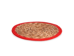 Alfombra SAN IGNACIO Natural Borde Colección Fibra Rojo (30x30)
