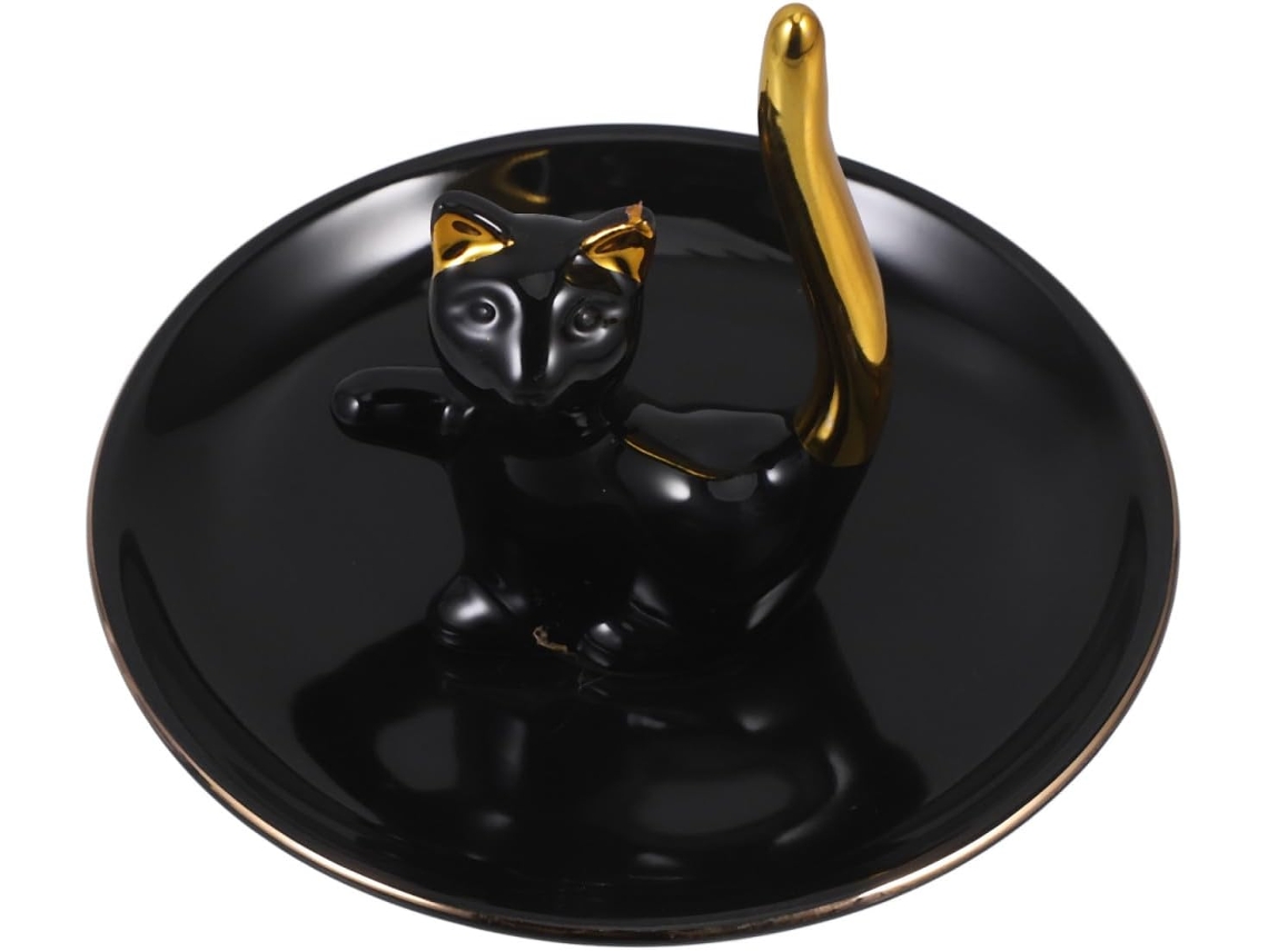Bandeja Cerámica Negra Forma Joyas Llaveros Almacenamiento Objetos Pequeños Diseño Elegante Escritorio Lavabo