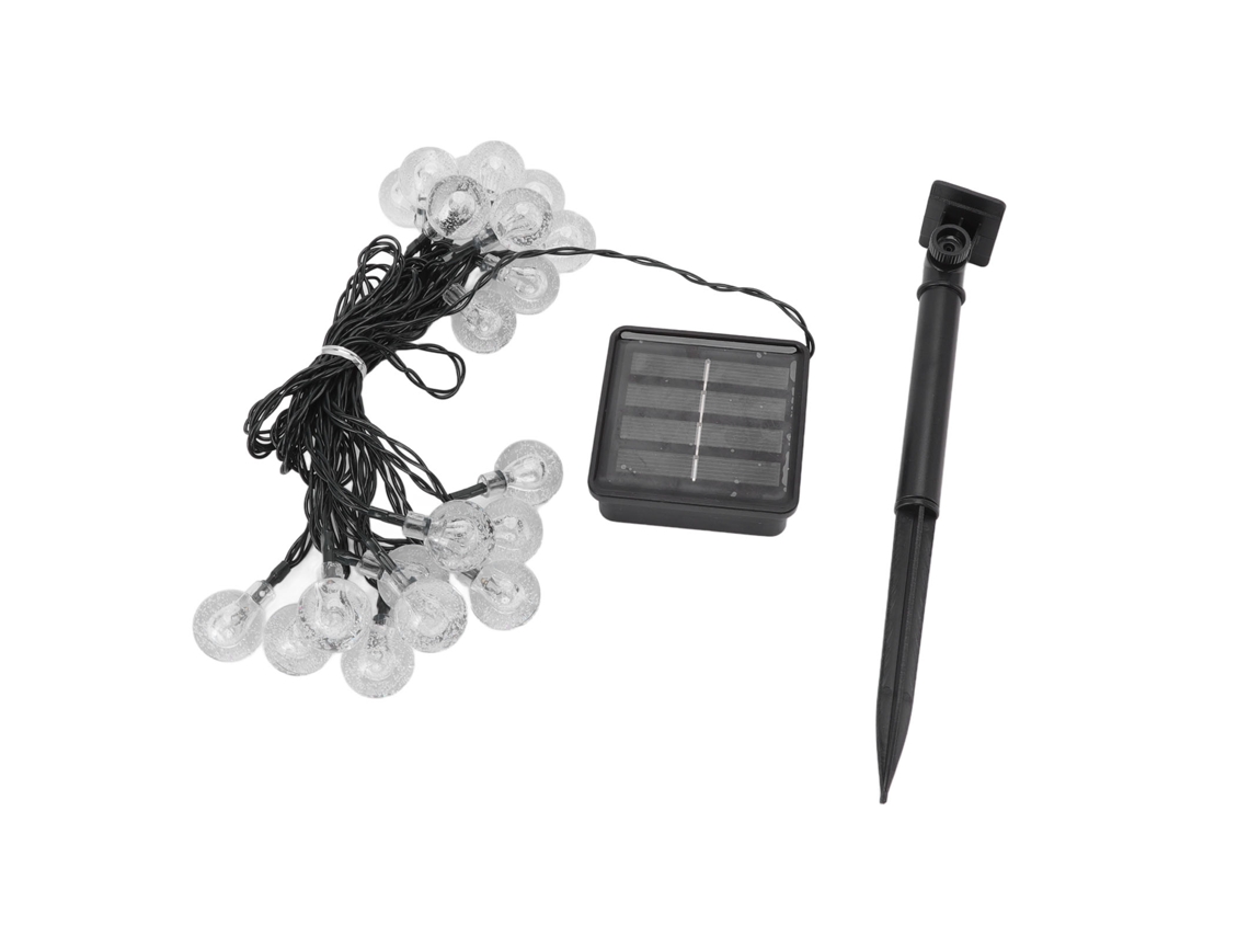2026-luces De Cadena Solares 20 Led Ip65 Impermeables 2 Modos Lámpara De Bolas Decorativa Exterior Para Camping Fiesta 16.4ft Luz Blanca