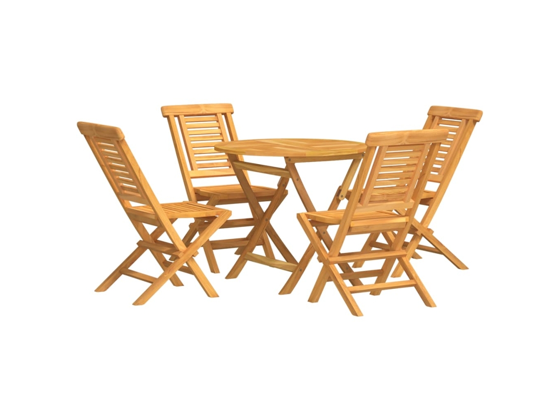 Conjunto 5 de comedor para jardín VIDAXL madera maciza de teca