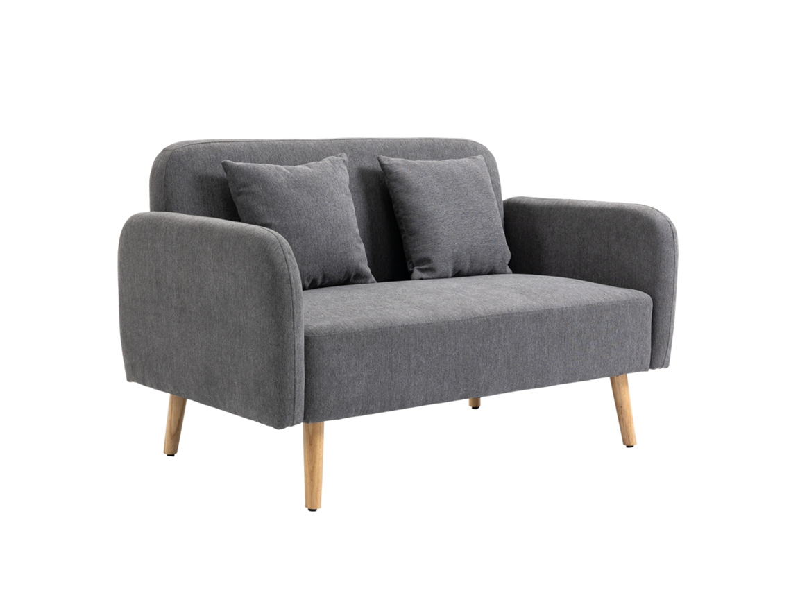 Sofá 2 Sitzer Sofá Com 2 Wurfkissen, Kleine Loveseat Mit Samtopik Modern Polstersofa Für Wohnzimmer, Schlafzimmer, Kleinen Raum, Grau 130 X 70 X 80 Cm