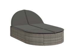 Chaise longue doble con cojines de mimbre, patas grises, EXCLUSIVA MAISON