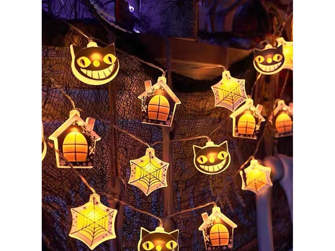 Luces navideñas con pilas, linternas de calabaza, murciélago y fantasma - Halloween NEVEANCE