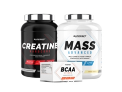 Programa avanzado de aumento de peso Mass Advanced 2,5 kg Crema de vainilla Hardcore Creatine 1,5 kg Tropical Bcaa Xtreme Superset Nutrition