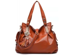 2026-bolsos De Mano Para Mujer Bolso Bandolera Moda De Moda Capacidad Grande Klk Cuero Pu Hardware Plateado Marrón