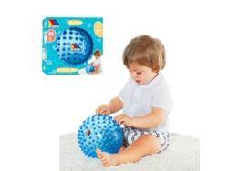 Pelota sensorial azul de 20 cm de diámetro.