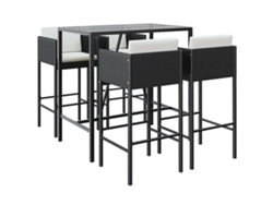 Maison Exclusive - Mesa Y Taburetes Altos Jardín 5 Pzas Y Cojines Ratán Pe Negro