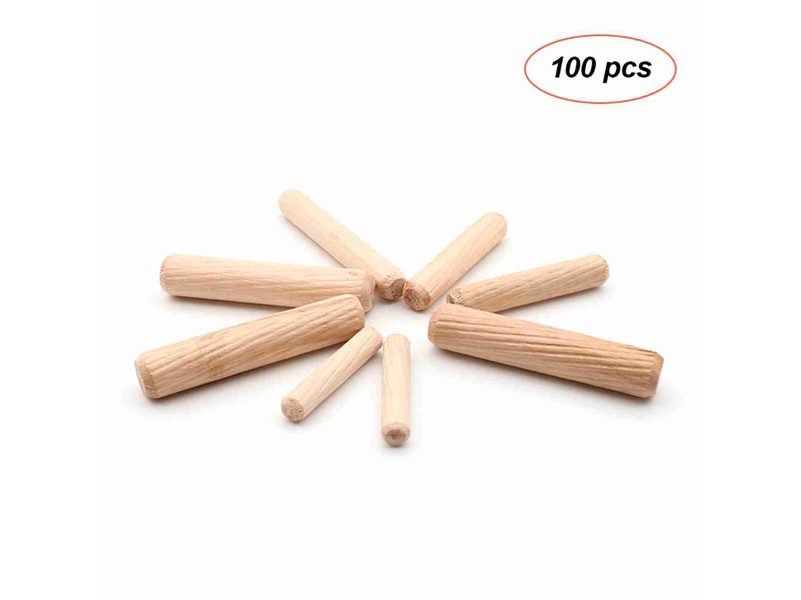 Juego de 100 tacos de madera estriados para muebles y armarios.