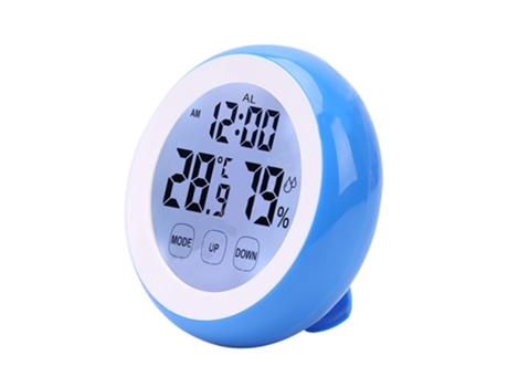 Reloj despertador con pantalla táctil, reloj de asiento redondo, reloj higrómetro electrónico