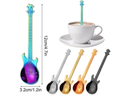 KOFIHETY Cucharas de Café con Forma de Guitarra, 5 Piezas, Cucharas Coloridas de Acero Inoxidable con Temática Musical, Juego Bonito para Té, Mezclar, Azúcar, 
