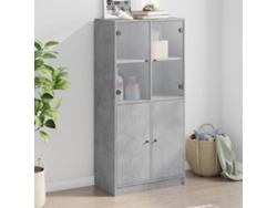 Aparador Alto Con Puertas Madera Gris Hormigón 68x37x142 Cm