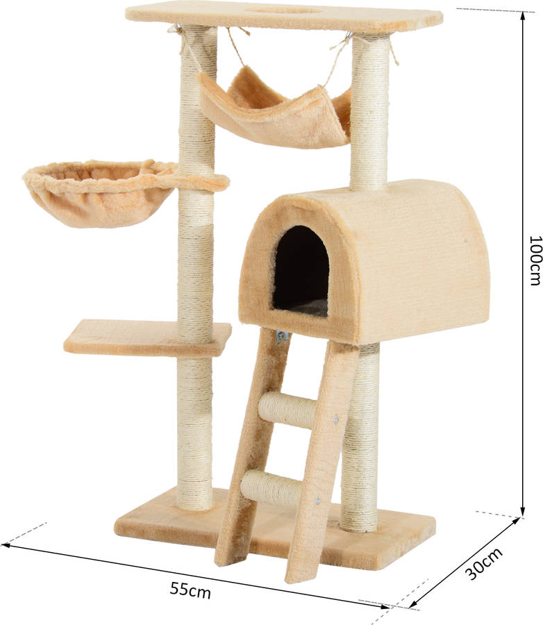 Rascador para Gatos PAWHUT (Sisal - Beige - 55 x 30 x100 cm)