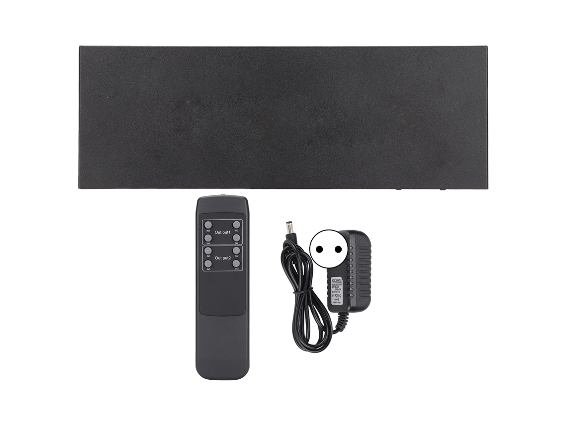 Divisor/comutador Hd Multimedia Interface 4x2 Suporta 4k 2k 3d 1080p Com Controle Remoto E Adaptador De Energia