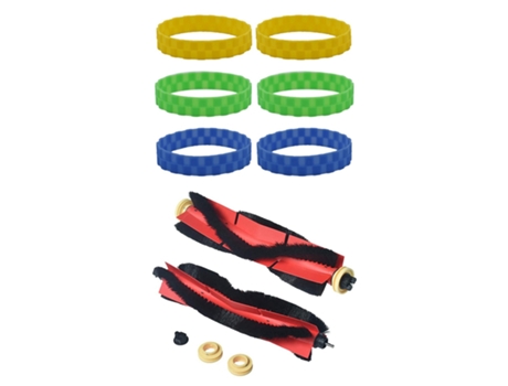 Ad-2X cepillos principales para Roborock S6,S5, S5 Max y 1 Juego de revestimiento de neumáticos para Irobot Roborock Series verde amarillo azul