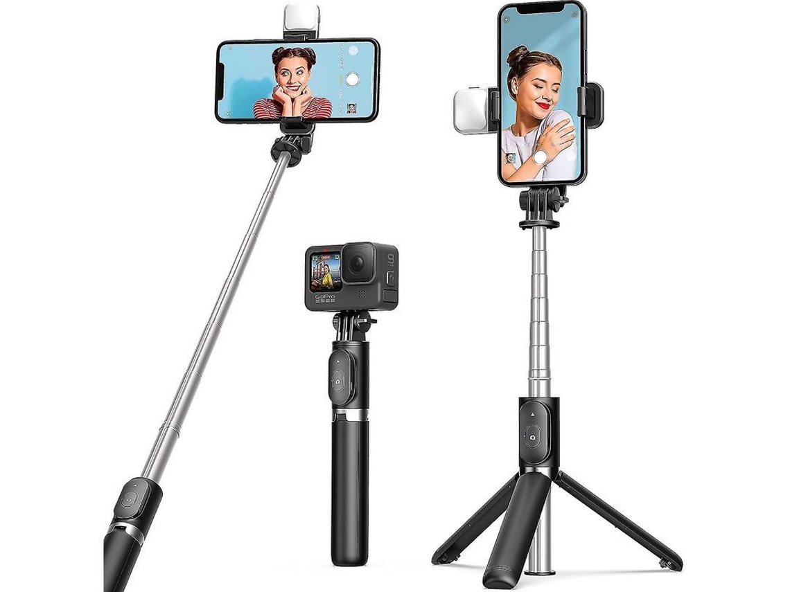 Palo Para Selfies Con Trípode Y Luz De Relleno, Control Remoto Ajustable Para Teléfono Móvil.