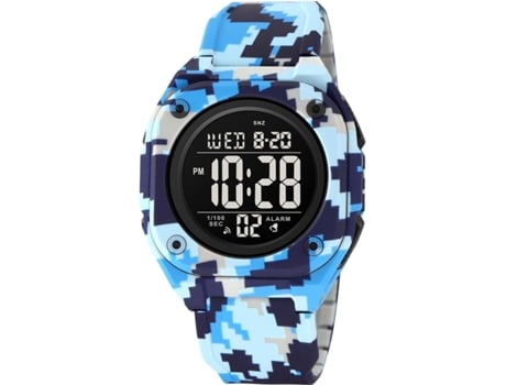 VEANXIN Reloj de pulsera deportivo resistente al agua con cronógrafo LED digital cuadrado-Camuflaje azul