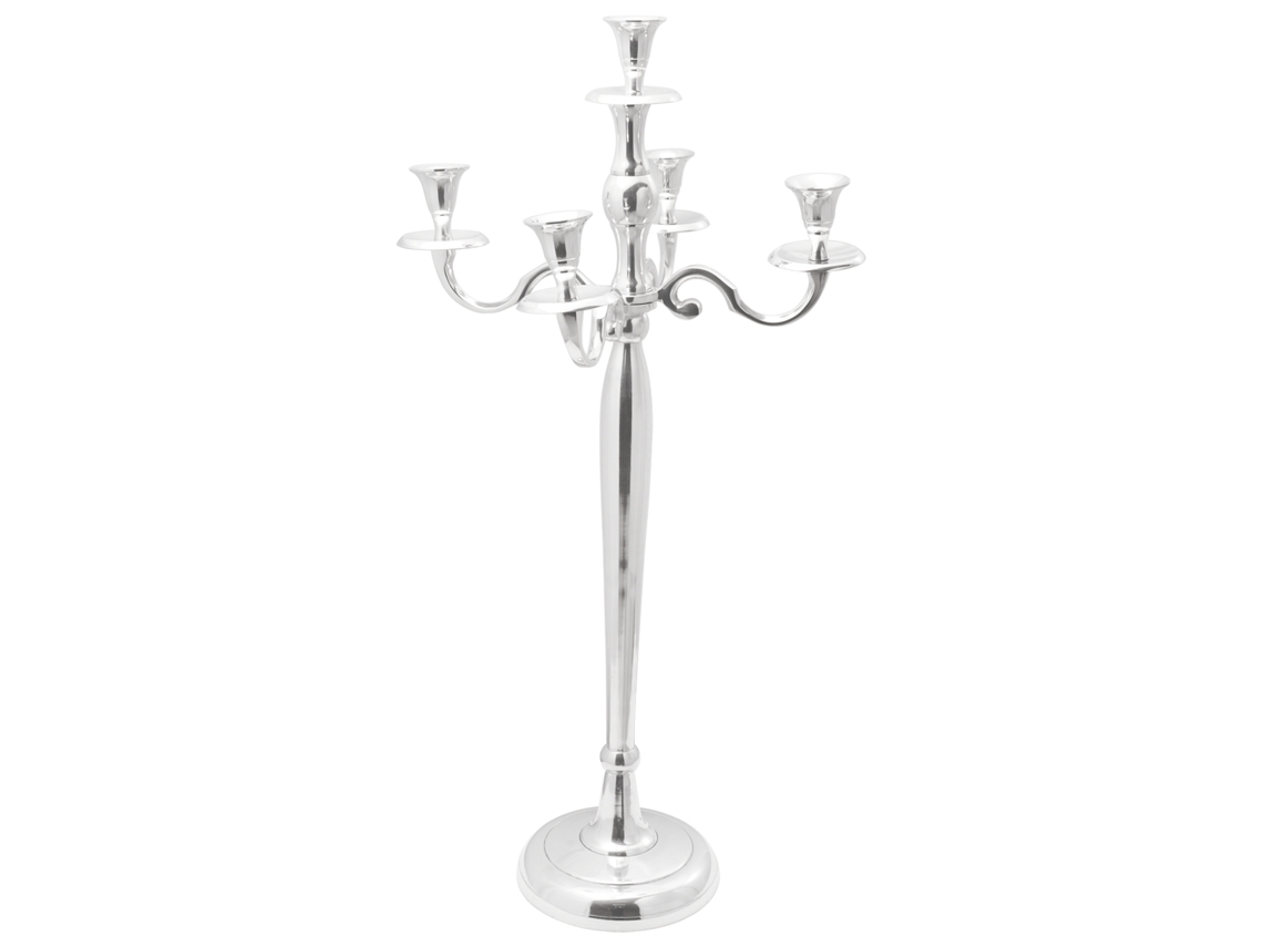 Candelabro de aluminio plateado Vidaxl (19 x 19 x 79,5 cm)