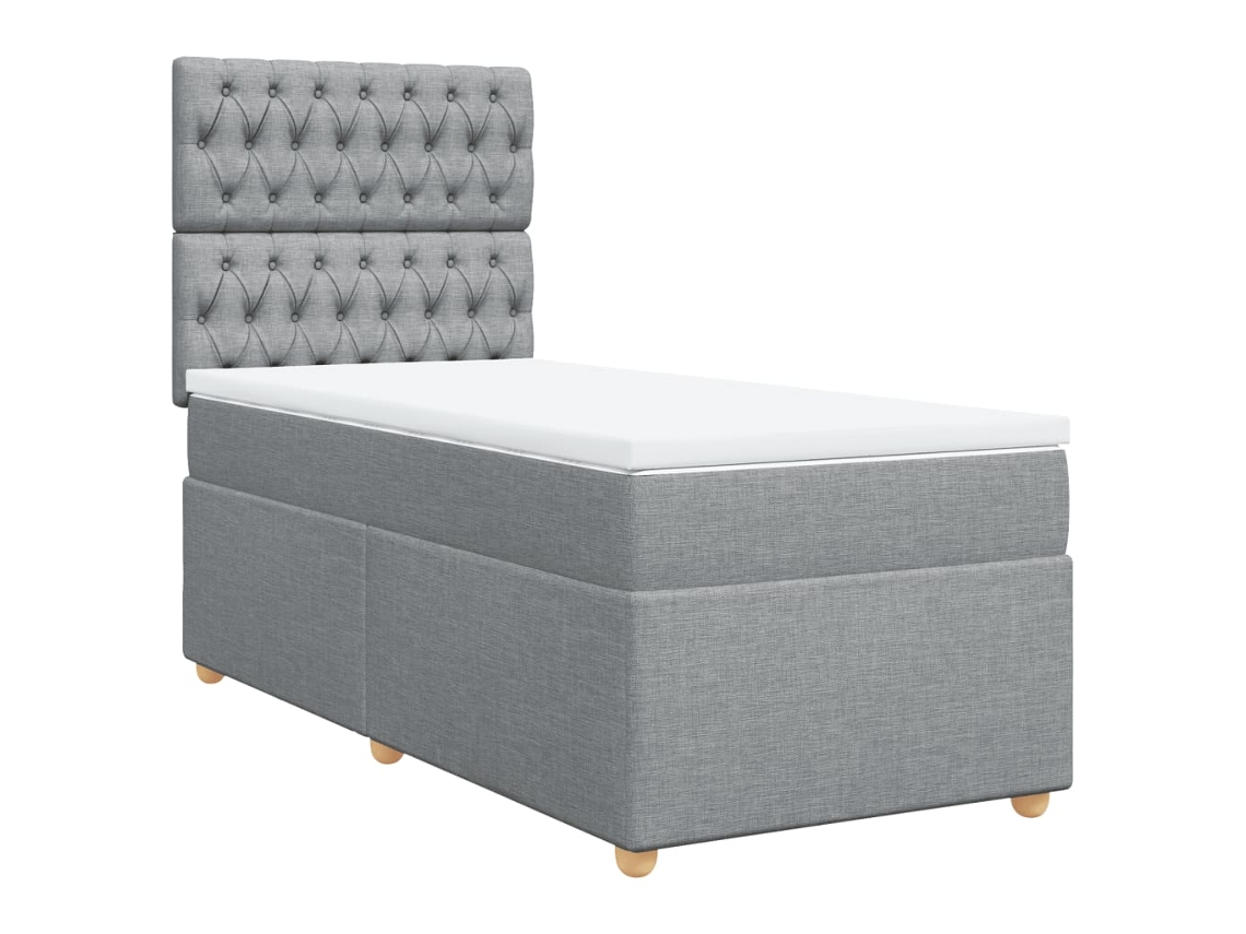 Maison Exclusive - Cama Box Spring Con Colchón Tela Gris Claro 90x200 Cm