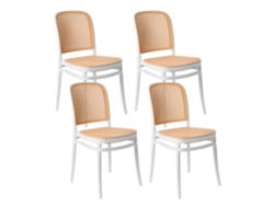 Conjunto De 4 Sillas De Comedor Apilables Para Interior Y Exterior Beliani Plose De Polipropileno Crema 41x43x83