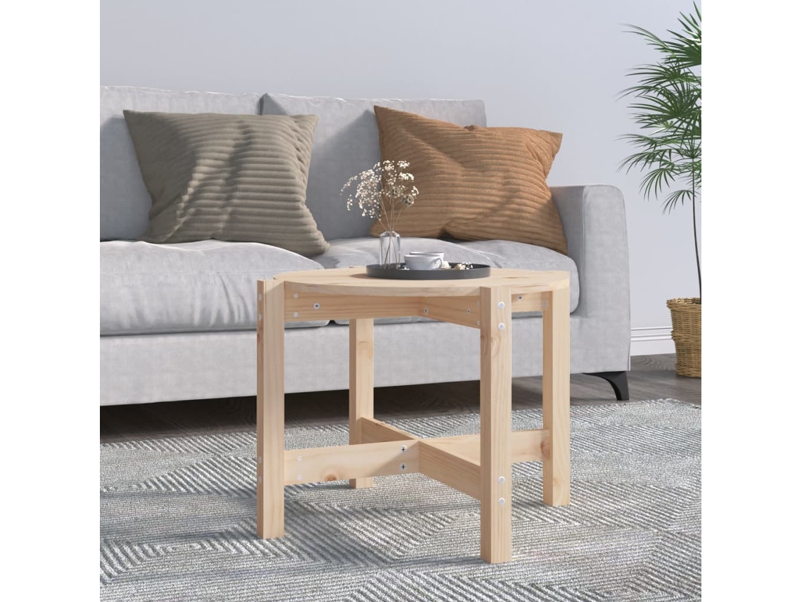 Mesa de Centro de Apoyo Ø 62,5X45 cm Madera de Pino Macizo
