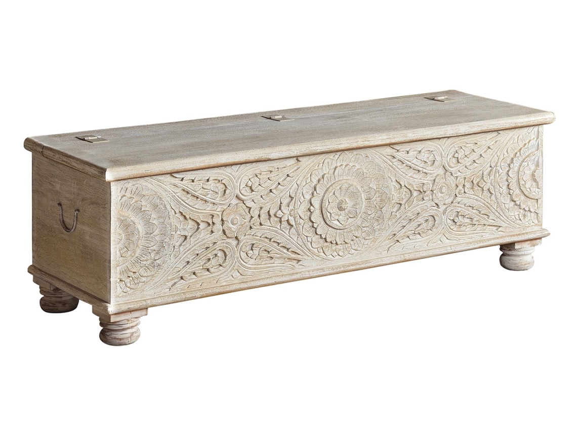 Baúl madera de mango blanco envejecido Blanco.GINER Y COLOMER 60x50x150
