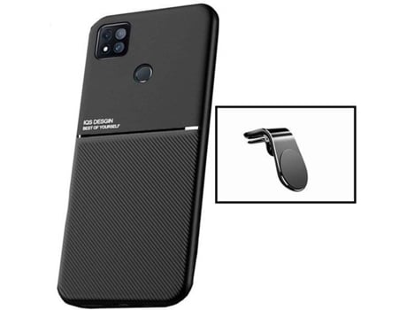 Kit Funda Magnetic Lux y Soporte Magnético L Safe Driving de Coche Xiaomi Poco C31 PHONECARE Negro