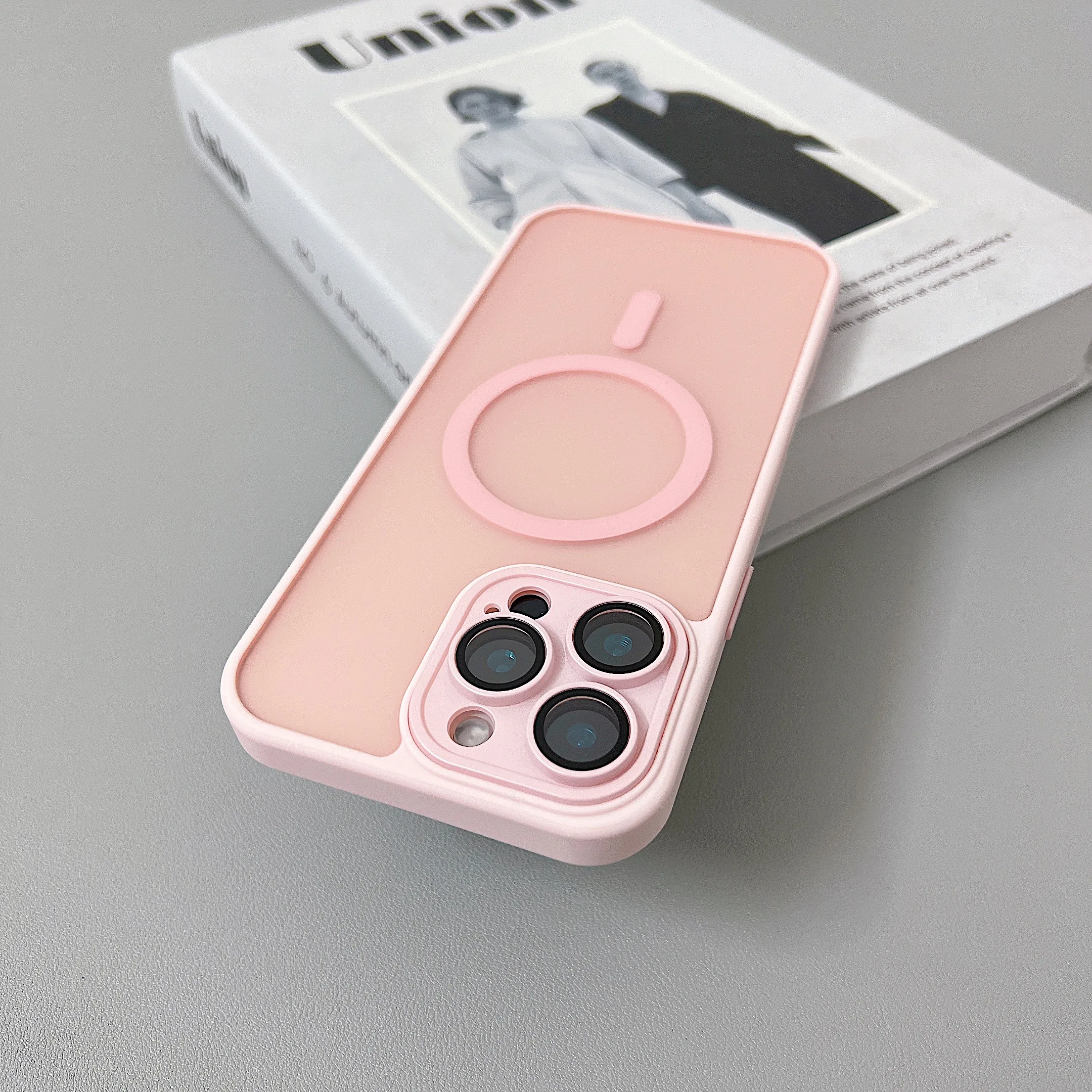 (iphone 13, Rosa) Funda Transparente A Prueba De Golpes Para Iphone, Compatible Con Carga Inalámbrica Magsafe.