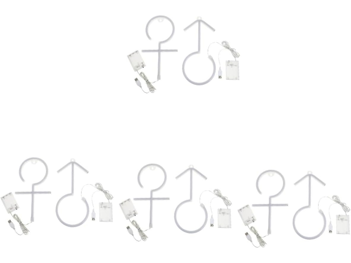 Lámpara De Pared Led De Neón De 8 Piezas Con Logotipo, Luz De Género, Rosa Y Azul, Funciona Con Usb O Pilas.