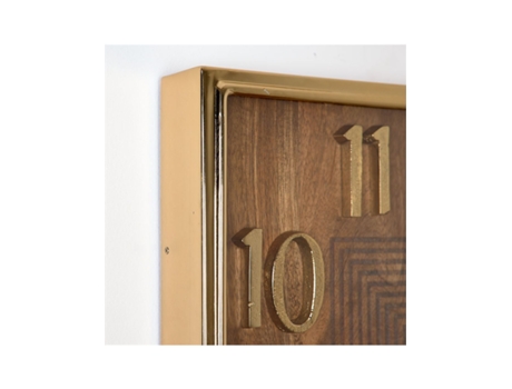 Reloj de`pared cuadrado 51cm de madera de mago y laton alejandria PRESUME DE CASA
