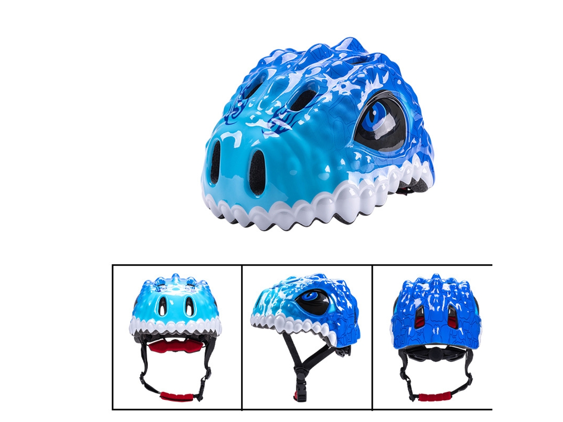 Niños Bicicleta Equilibrio Polea Monopatín Equipo De Protección YUYSAN Casco De Dinosaurio AzulS51-54cm