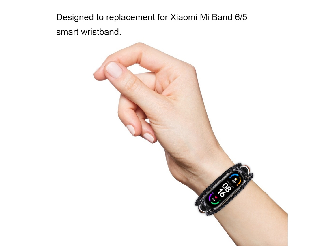 Pulseira De Substituição Para Xiaomi Mi Band 5/6/6 Nfc Pulseira De Couro Com Pérolas Estilo Étnico Diy