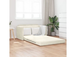 Sofá De Piso 2 En 1 Crema 124x204x61 Cm Terciopelo Wsd150365