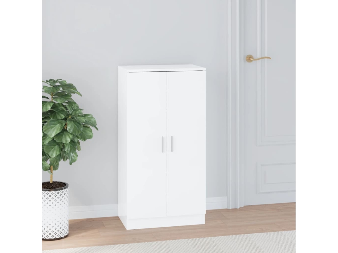 Mueble Zapatero | Armario Zapatero Madera Contrachapada Blanco Brillo 55x35x108 Cm