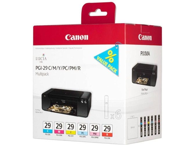 Pack de Ahorro de 6 Cartuchos de tinta Original CANON PGI-29 CMY/PC/PM para PIXMA PRO-1