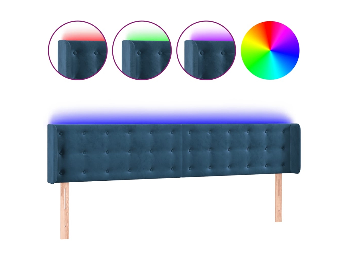 Maison Exclusive - Cabecero Con Led De Terciopelo Azul Oscuro 183x16x78/88 Cm