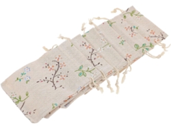 Sacos De Tecido Com Cordão E Estampa Floral, Pacote Com 50 Unidades, Reutilizáveis, Em Algodão E Linho.