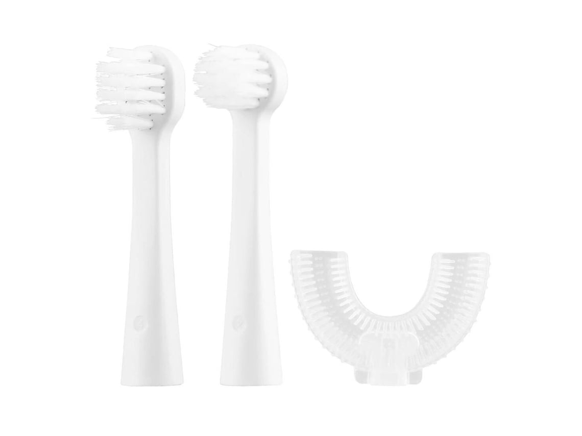 Escova De Dentes Elétrica Infantil Weasti Em Formato De U Com Vibração, Feita De Silicone, À Prova D'água E Alimentada Por Bateria, Com 4 Cabeças