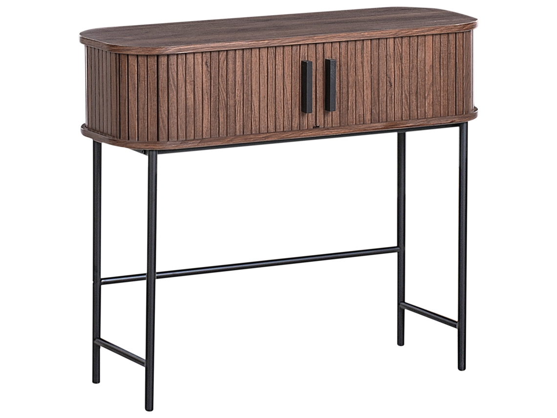Mesa con puertas correderas Beliani Bradley de MDF marrón 80x30x70