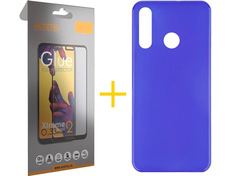 Kit Funda + Protector de Pantalla Huawei P40 Lite-E ACCETEL Cristal Templado 7646 Azul