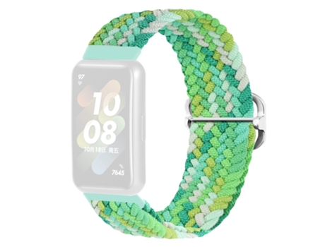 Correa de tela tejida hebilla trenzada para Huawei Band 7 - verde colorido