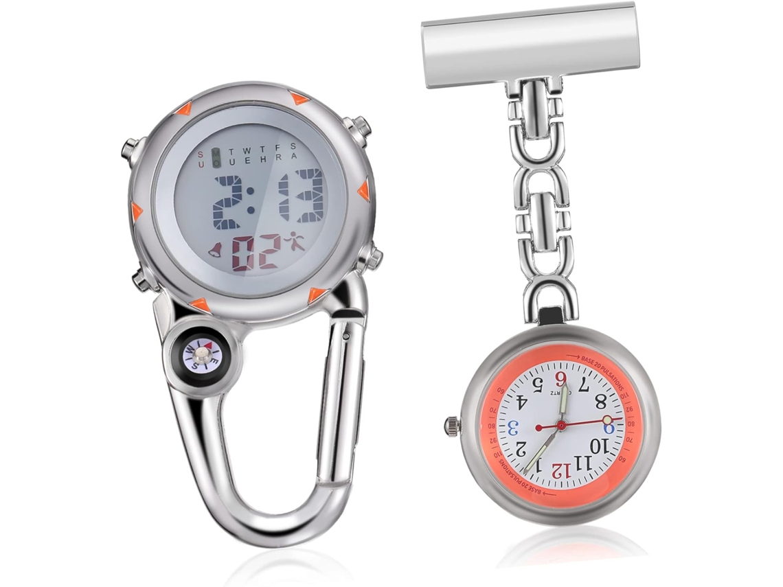 Conjunto 2 Relojes Enfermera Mosquetón Pantalla Luminosa Actividades Libre Trabajo Médico Clip Al Aire