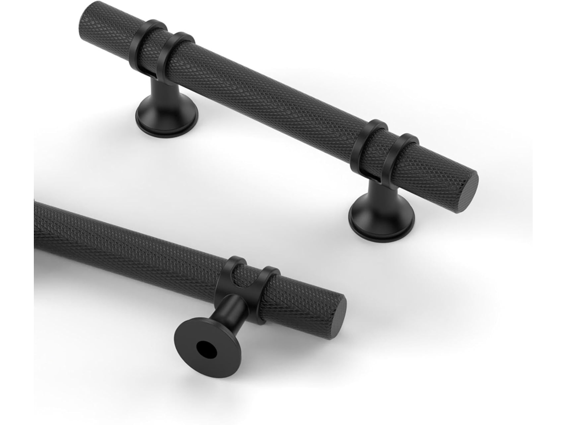Asidrama Juego De 10 Tiradores Moleteados En Negro Mate Para Armarios Cocina Cajones 76 Mm, Calidad