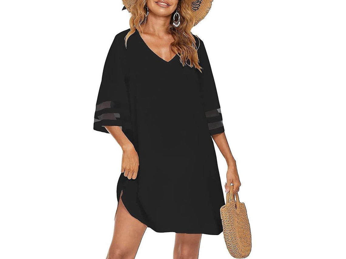 2026-vestido De Playa Casual Suelto Con Cuello V Para Mujer, Cobertura De Bikini Verano Ligero Transpirable