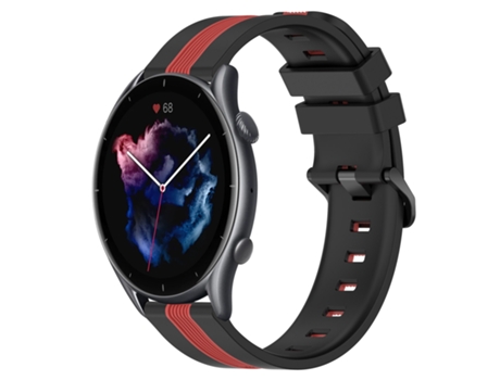Correa de reloj inteligente de silicona bicolor vertical de 22 mm para Amazfit 3 (negro + rojo)