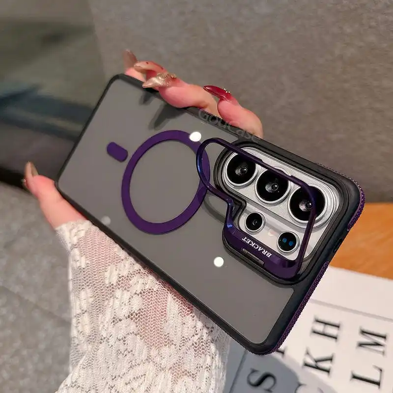 (galaxy S25 Morado) Funda Transparente Con Soporte Magnético Samsung Magsafe Para Teléfono Con Marco Magnético