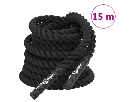 Cuerda de batalla poliéster negro 15 m 11 kg VIDAXL