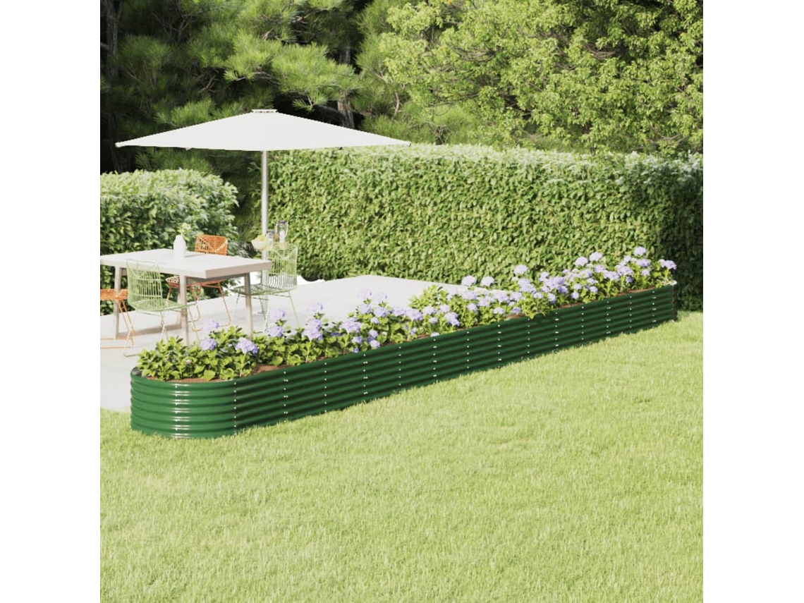 Jardinera elevada de acero recubierta de polvo verde (620 x 80 x 36 cm) DKD Home Decor