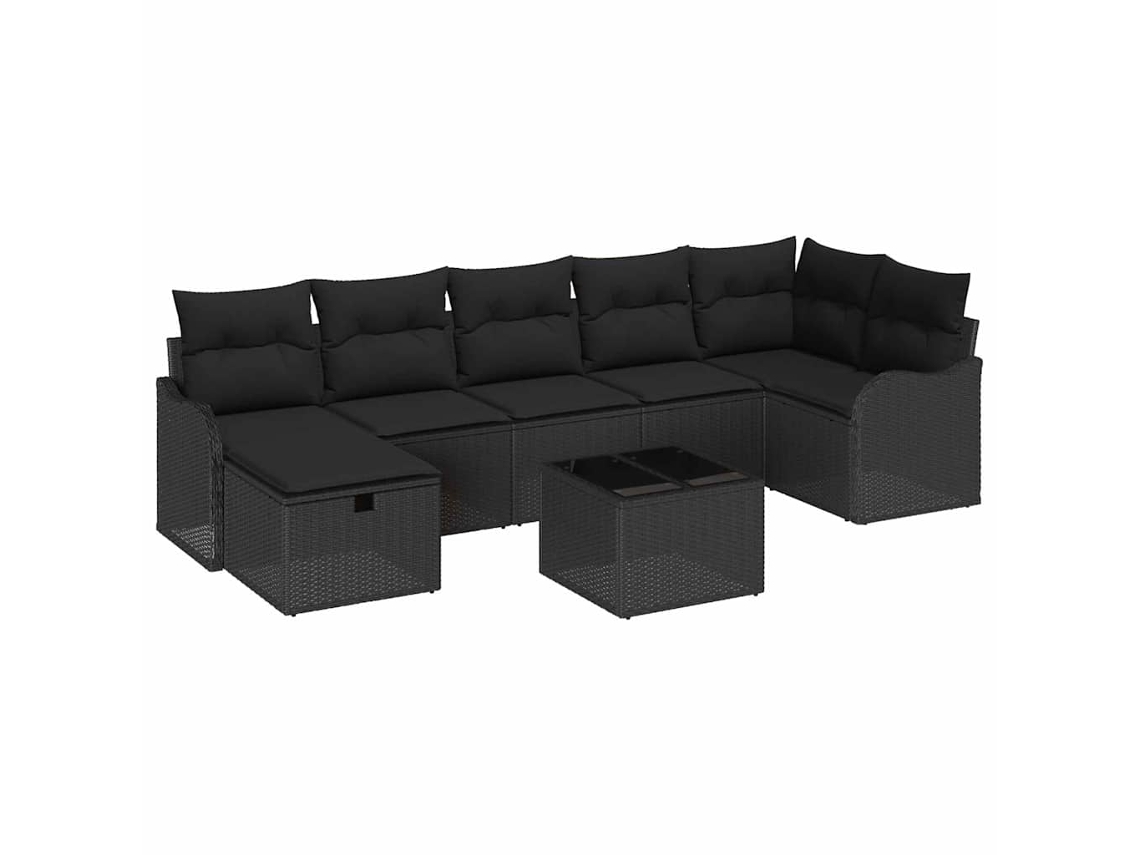 Maison Exclusive - Juego de sofás con cojines hechos a mano, 8 piezas, mimbre negro