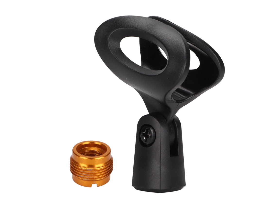 Clip Universal Para Micrófono Jd-06 Con Adaptador De Tornillo Macho De 5/8" A Hembra De 3/8".