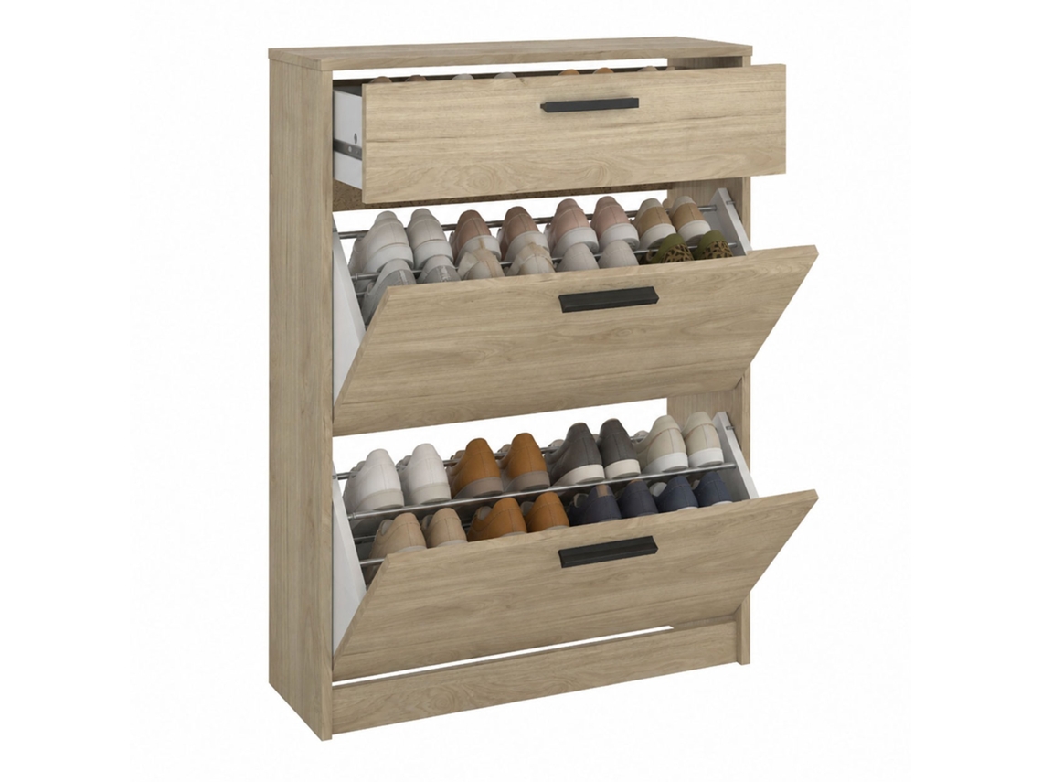 Zapatero Eria con 2 puertas y 1 cajón en color Jackson Hickory WELLHOME